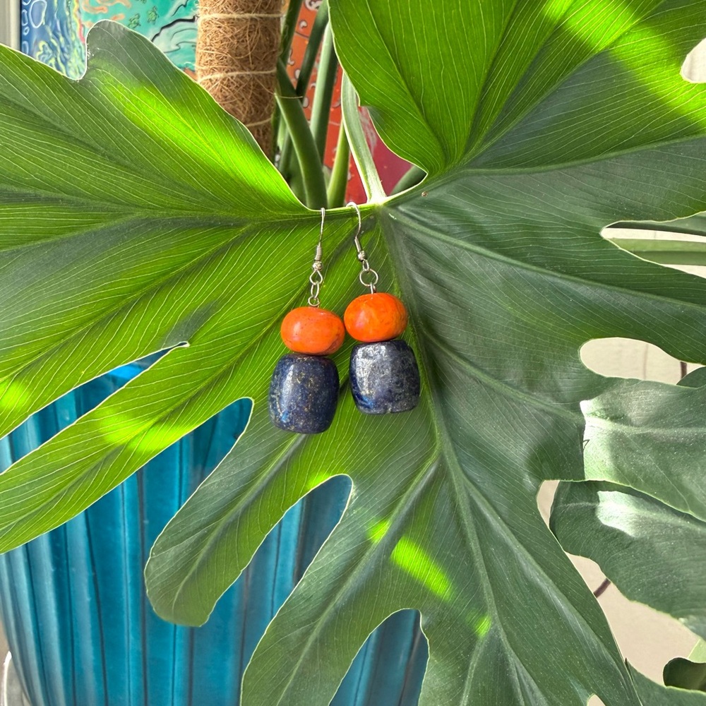 Handmade Lapis Lazuli & Howlite Earrings – Balance, Clarity & Calm stones - Picture 3 of 4